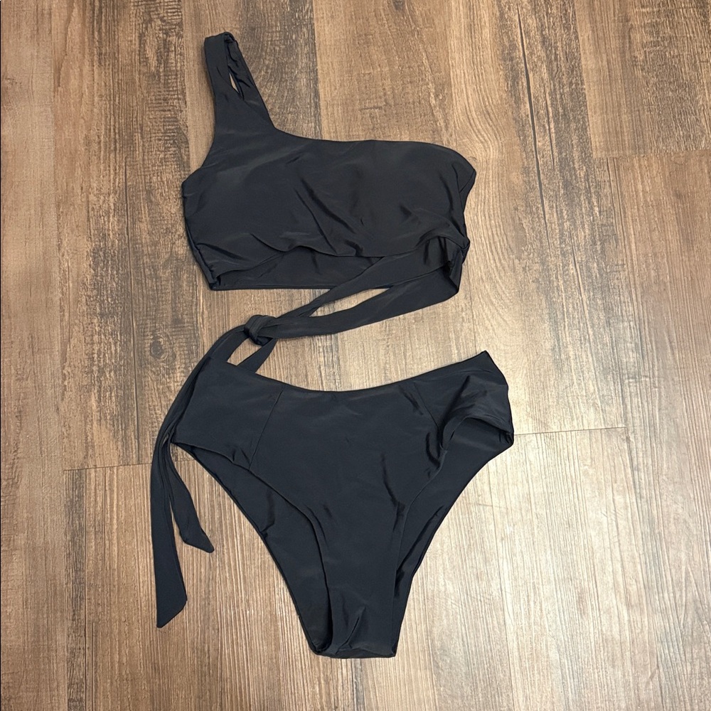 One Shoulder Black Bikini